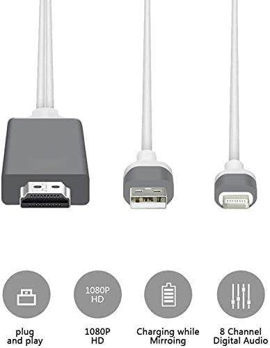 [Apple MFI Certified] ברק לכבל מתאם HDMI, 1080p דיגיטלי AV Sync Audio Audio & Video מחברי וידאו עבור iPhone13/12/11/11